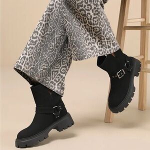 Lulus Black Suede Moto Ankle Boots